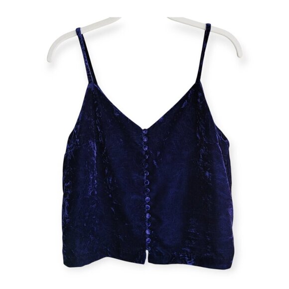 Madewell Sleeveless Velvet Top XS Midnight Blue - Picture 2 of 8